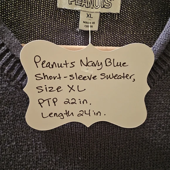 Peanuts Navy Blue Knit Sweater, SZ XL - Picture 5 of 5